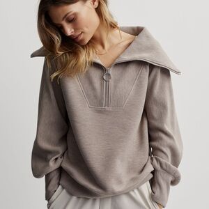Varley Taupe Marl Vine Half-Zip Pullover S NWT